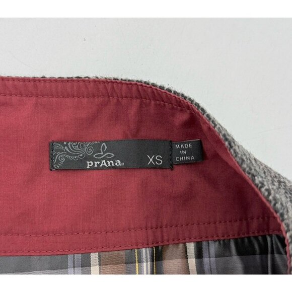 PrAna Quincy Gray Wool Blend Lined Wrap Button Mini Skirt XS Academia Schoolgirl - Picture 4 of 9